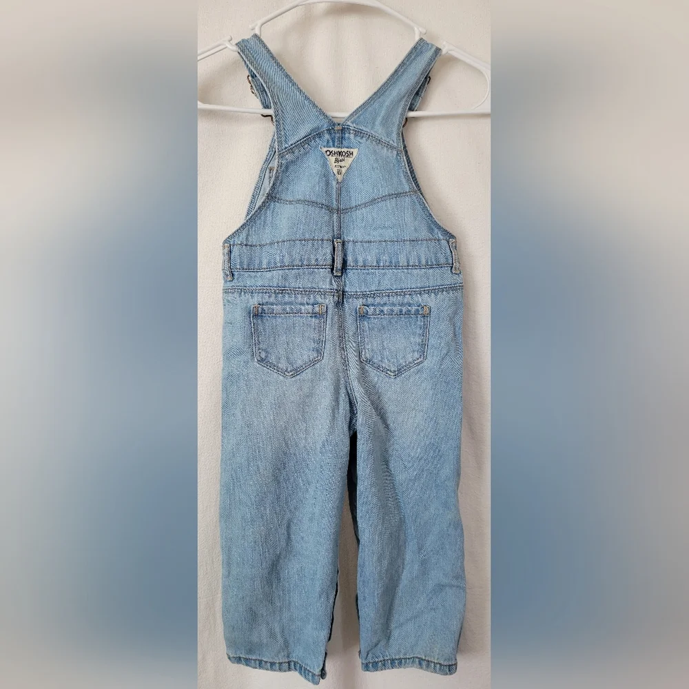 OshKosh B'gosh Light Blue Denim Overall 24 Month Girl Toddler 2t Jean Hearts 24m